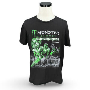 Monster Energy AMA Supercross Championship T-Shirt Men’s Medium Black Y2K Delta